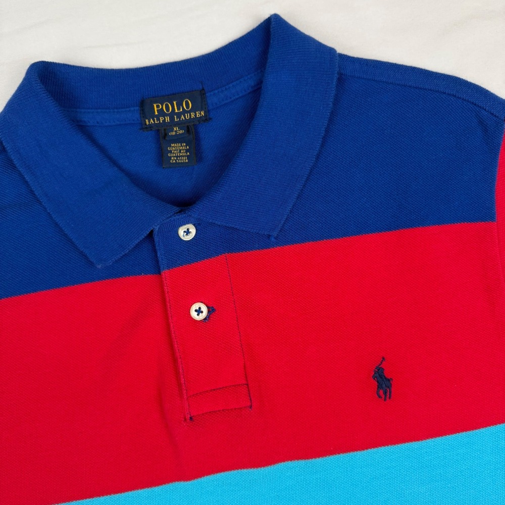 Polo Ralph Lauren Kids XL 18-20 Multi Color Striped Short Sleeve Polo Shirt